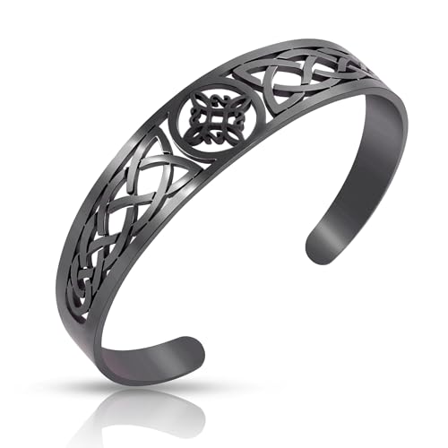 SIPURIS Hexenknoten-Armband für Frauen Männer Wikinger keltischer Knoten Armbänder Manschette Armreif Edelstahl Hexerei geometrisch verstellbar offener Armreif Schutz Amulett Hexen Knoten Schmuck von SIPURIS