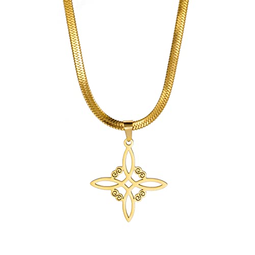 SIPURIS Hexenknoten Halskette für Damen und Herren keltischer Hexenknoten Hexenanhänger geometrischer Schutz Amulett magisch Wicca heidnischer Schmuck (Hexenknoten-G) von SIPURIS