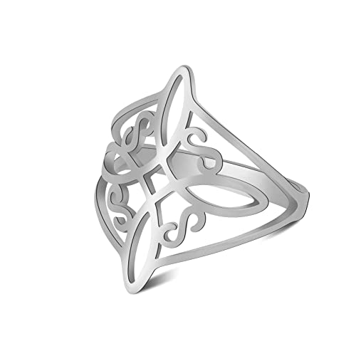 SIPURIS Hexenknotenring keltischer Knotenring Hexerei Edelstahl Geometrischer Hexenknoten Ring Wicca Fingerringe Ehering Stapelbarer Ring Schmuck für Frauen Männer, 7, Edelstahl, Kein edelstein von SIPURIS