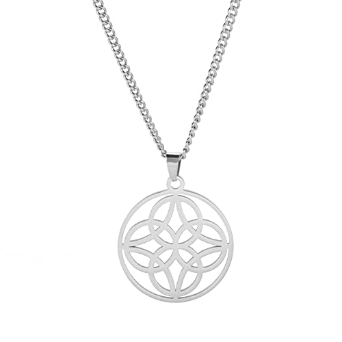 SIPURIS Infinity Dara Celtic Knot Halskette für Frauen Männer Celtic Witches Knot Anhänger Halskette Kette für Männer Edelstahl Irish Talisman Pagan Wiccan Schmuck Geburtstagsgeschenk (Sliver) von SIPURIS