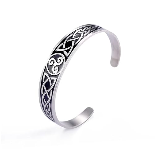SIPURIS Keltischer Knoten Armband Wikinger Triskelion Dreifach Spirale Triskele nordischer Edelstahl Nordischer Armreif Verstellbare offene Manschette Armband Armreif Amulett Schmuck Geschenke von SIPURIS