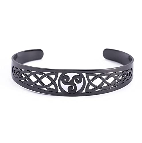 SIPURIS Keltischer Knoten Armband Wikinger Triskelion Dreifach Spirale Triskele nordischer Edelstahl Nordischer Armreif Verstellbare offene Manschette Armband Armreif Amulett Schmuck Geschenke von SIPURIS