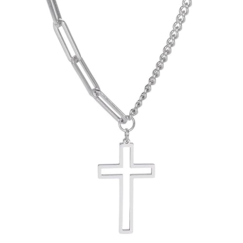 SIPURIS Kreuz Halskette für Männer Ägyptischer Glaube Kreuz Das Auge des Horus Anhänger Halskette Edelstahl Ankh Kreuz Kette für Männer Keltische Pentagramm Christlich Religiöser Schmuck Geschenk von SIPURIS