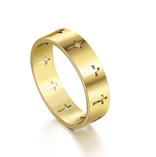 SIPURIS Kreuzring für Männer Frauen Christliche Kreuz Ringe Spinner Edelstahl Herrn Gebet Angst Ring Religiöse Hochzeit Statement Stapelbare Bandringe, 12, Edelstahl, Kein edelstein von SIPURIS