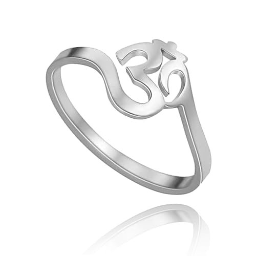 SIPURIS Lotus Om Ohm Aum Symbol Ring Yoga Om Entspannungsring Versprechen Ringe Blume des Lebens filigraner Band Fingerring Spiritueller Schmuck Geschenke für Damen Herren (Silber, 9) von SIPURIS