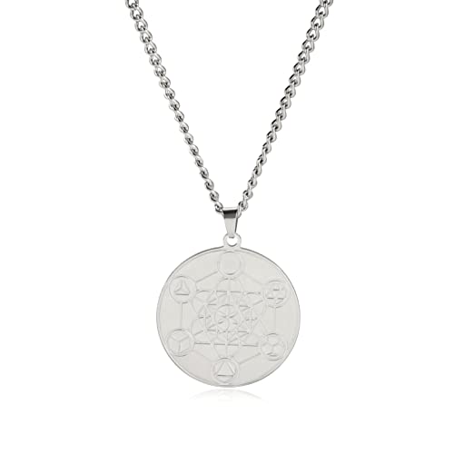 SIPURIS Metatron's Cube Anhänger für Männer Heilige Geometrie Sieben Erzengel Siegel Edelstahl Halskette zum Schutz Amulett Wicca Schmuck Geschenk, 1.18inch*1.3inch, Edelstahl, Kein Edelstein von SIPURIS