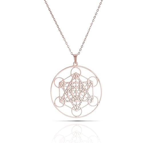 SIPURIS Metatron's Würfel-Halskette für Damen und Herren, Heilige Erzengel, König, Salomon, Siegel, Engelskette für Herren, Edelstahl, Geometrie, ausgehöhlter Charm-Anhänger, Amulett-Schmuck von SIPURIS