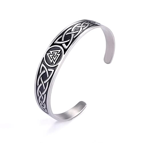 SIPURIS Nordisches Wikinger-Armband für Herren und Damen Valknut-Armband keltischer Knoten Armreif Edelstahl Rune nordisch keltisch heidnisch Amulett Schmuck Geschenke für Männer und Frauen von SIPURIS