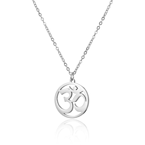 SIPURIS OM-Halskette für Damen, indisches Yoga, Aum, Om-Ohm-Anhänger, Edelstahl, Hindu-Meditation, Charm, Sanskrit-Symbol, spirituelles Amulett-Schmuck für Männer, Edelstahl, Kein Edelstein von SIPURIS