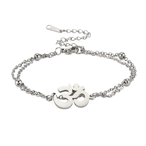 SIPURIS Om Armband für Frauen Mädchen Om Ohm Aum Symbol Hindu-Buddha Yoga Mediation Layered Chain Bracelet Bangle Edelstahl Verstellbares Armband Charm Spirituelles Schmuckgeschenk von SIPURIS