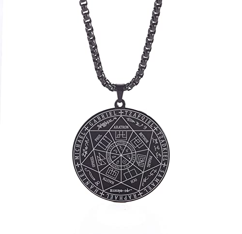 SIPURIS Seals of The Seven Archangels Halskette für Männer und Frauen St. Michael Coin Anhänger Siegelkette Edelstahl Spiritueller Schutz Amulett Schmuck, Edelstahl, Kein Edelstein von SIPURIS