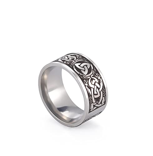 Triquetra Trinity Knoten Ring Hexen Knoten Irischer Keltischer Knoten Claddagh-Ring Edelstahl Nordischer Wikinger Ring Band Schmuck für Männer, Frauen, 10, Edelstahl, Kein edelstein von SIPURIS