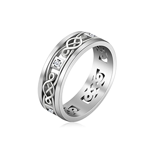 Triquetra Trinity Knoten Ring Hexen Knoten Irischer Keltischer Knoten Claddagh-Ring Edelstahl Nordischer Wikinger Ring Band Schmuck für Männer, Frauen, 8, Edelstahl, Kein edelstein von SIPURIS