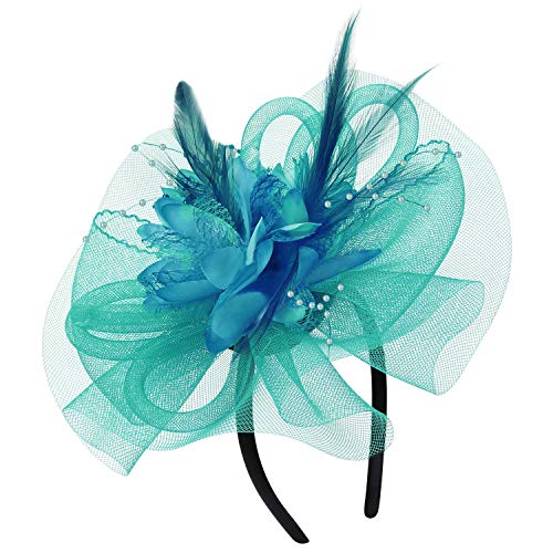 Fascinator Hut Feder Mesh Spitzen Kopfschmuck Royal Retro Elegant Haarspangen Große Blume Dekoration Fascinator Hut Damen Mädchen Schleier Haarschmuck für Party Kirche Hochzeit Cocktail Karneval von SIQITECH