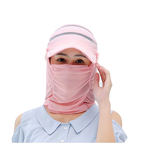 Gesichtsklappe Unisex Sommer Sonnenmütze mit Abnehmbar Maske Sonnenblende Anti UV Atmungsaktiv Wanderhut Nackenschutz Gesichtsbedeckung Abklappbar Fischerhut Sonnenkappe Outdoor Angeln Klettern von SIQITECH