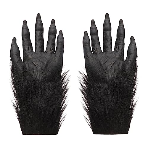 Halloween Handschuhe Werwolf Geisterhandschuhe mit Krallen Wolfshandschuhe Haarig Klaue Handschuhe Horror Fingerhandschuhe Dämon Kostüm Zubehör Handschuhe für Halloween Cosplay Karneval Mottoparty von SIQITECH