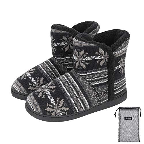Hausstiefel Winter Hohe Hausschuhe Plüsch Winterhausschuhe Rutschfest Hüttenschuhe Weich Flauschig Pantoffeln Warm Kuschelschuhe Damen Herren Wärmepantoffeln Gestrickte Winterschuhe Drinnen Draußen von SIQITECH