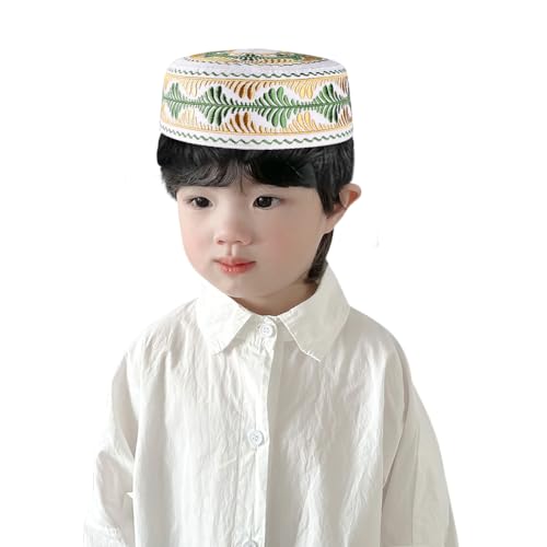 Muslimisch Mütze Kinder Gebetsmütze Stickerei Beanie Mütze Islamisch Strickmütze Junge Gebet Arabisch Hijab Türkisch Gebetskappe Traditionell Gebetshut Atmungsaktiv Kopfbedeckung für Eid Ramadan von SIQITECH