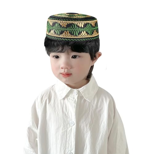 Muslimisch Mütze Kinder Gebetsmütze Stickerei Beanie Mütze Islamisch Strickmütze Junge Gebet Arabisch Hijab Türkisch Gebetskappe Traditionell Gebetshut Atmungsaktiv Kopfbedeckung für Eid Ramadan von SIQITECH