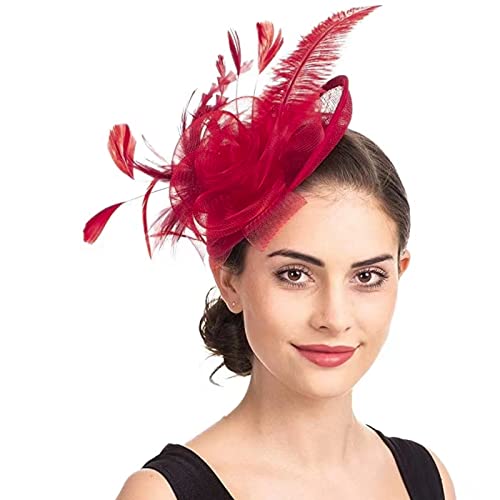 SIQITECH Organza Hut Mesh Damen Fascinator Hut mit Haarnadel Banketthut Elegant Haarschmuck 20er 50er Jahre Partyhut Vintage Royal Pillbox Hut für Hochzeit Party Cocktail Karneval von SIQITECH