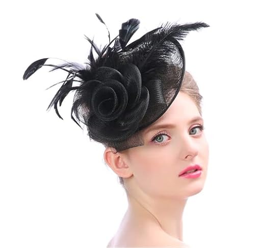 Kopfschmuck Mesh Damen Fascinator Hut mit Haarnadel Banketthut Elegant Haarschmuck 20er 50er Jahre Partyhut Vintage Royal Banketthut für Hochzeit Party Cocktail Karneval von SIQITECH