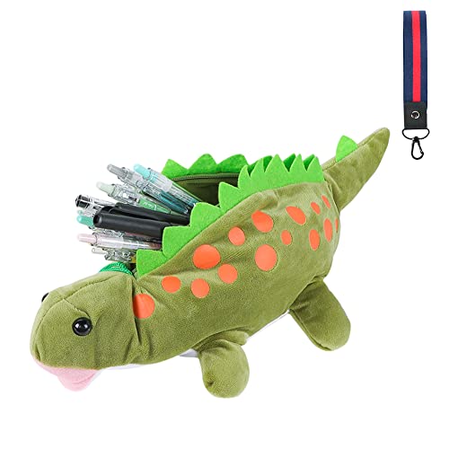 SIQITECH Federmäppchen Cartoon Dinosaurier Schulmäppchen mit Reißverschluss Federtaschen Plüsch Schlamperetui Niedlich Schreibwaren Tasche Teenager Erwachsene Kosmetiktasche Multifunktional von SIQITECH
