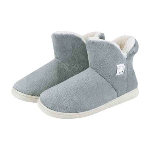 SIQITECH Hausschuhe Damen Herren Hohe Stiefel Winter Pantoffeln Warme Futter Hausstiefel Plüsch Hüttenschuhe Gemütliche Winterhausschuhe Rutschfest Stiefel Dicke Hausschuhe für Zuhause von SIQITECH
