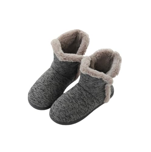 SIQITECH Hausschuhe Winter Herren Hüttenschuhe Hohe Winterhausschuhe Plüsch Warme Stiefel Rutschfest Hausstiefel Weich Kuschelschuhe Flauschige Pantoffeln Bequeme Stiefel für Indoor Outdoor Zuhause von SIQITECH