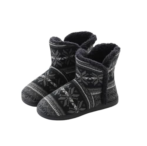 SIQITECH Hausschuhe Winter Herren Hüttenschuhe Hohe Winterhausschuhe Plüsch Warme Stiefel Rutschfest Hausstiefel Weich Kuschelschuhe Flauschige Pantoffeln Bequeme Stiefel für Indoor Outdoor Zuhause von SIQITECH