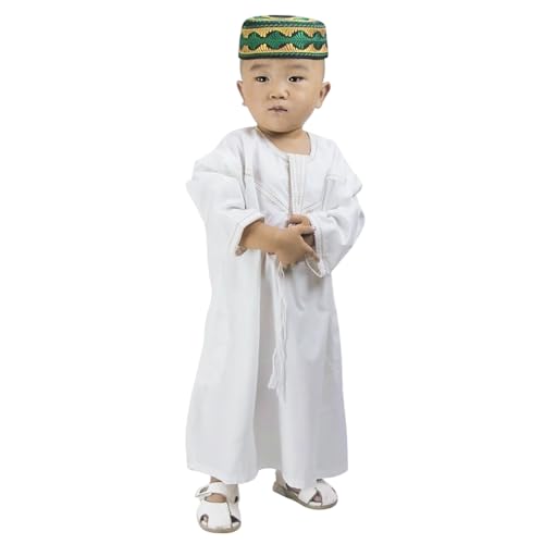 Muslim Robe Junge Gebetskleid Kinder Langarm Islamische Thobe Sommer Gebetskleidung Rundhals Arabische Kaftan Stickerei Muslimisch Kleidung Lange Gebetskleid für Mittlerer Osten von SIQITECH