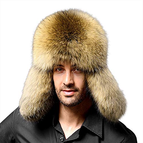 SIQITECH Pelzmütze Herren Winter Russische Mütze Ohrenschützer Wintermütze Kunstpelz Fellmüttze Warm Winterhut Winddicht Fliegermütze Flauschig Russenmütze Verdickt Trappermütze für Skaten Radfahren von SIQITECH