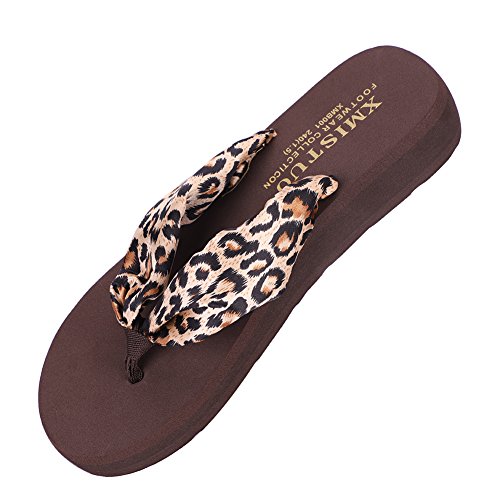 Flip Flops Damen Zehentrenner rutschfest Sandalen leicht Badelatschen Keil Zehenpantolette Sommer Duschlatschen Leoparden Print Hausschuhe Mode Strandsandalen für Strand Urlaub Schwimmbad von SIQITECHUK