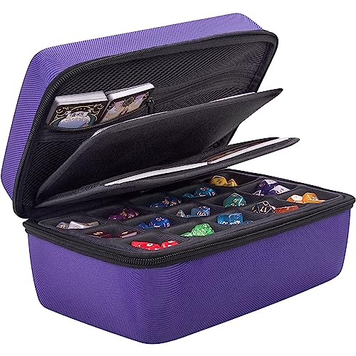 SIQUK Würfeletui kompatibel mit DND Würfel Set, Tischspiele Würfel Fall und Würfel Rollen Tablett Würfeltablett Würfelschale RPG Fall Veranstalter DND Organizer, Reines Violett von SIQUK