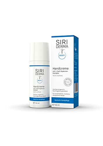 SIRIDERMA Handcreme | Vegane, basische Handpflege für trockene und rissige Hände | Auch bei Neurodermitis und Psoriasis (leicht duftend, 50 ml) von SIRIDERMA