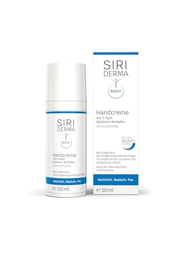 SIRIDERMA Handcreme | Vegane, basische Handpflege für trockene und rissige Hände | Auch bei Neurodermitis und Psoriasis (ohne Parfum, 50 ml) von SIRIDERMA