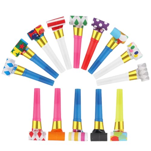 SIRLOMU 15 Stück Partytröten Luftrüssel Tröten Kinder, Gebläse Party Tröte Partypfeife Krachmacher (Mehrfarbig) von SIRLOMU