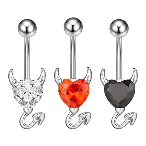 SIRLOMU 3er-Pack Fake Bauchnabelpiercing Chirurgenstahl Fake Bauchnabelpiercing Clip Kristallkugel Anhänger Damen Nabelpiercing Schmuck von SIRLOMU