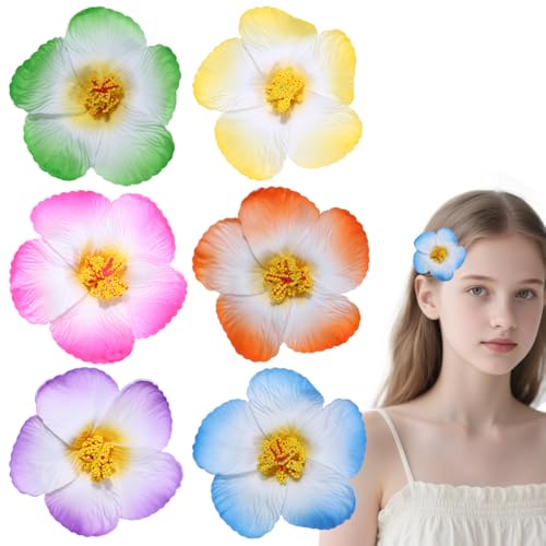 SIRLOMU 6 Stück Blumen-Haarspangen, Hawaiianische Blumen-Haarspangen, Pflaumenblüten-Haarspangen, Boho Tropische Blumen-Haarspangen, Frauen-Urlaub, Künstliche Blumen-Haarspangen (gemischte Farben) von SIRLOMU