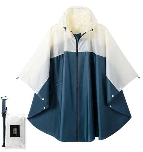 SIRMEDAL Damen Regenjacke Wasserdicht Atmungsaktiv Winddicht – Leichte Regenmantel Outdoor Jacke für Wandern Camping Urlaub – Tragbare Regenbekleidung (A-Dunkelgrün/Beige) von SIRMEDAL