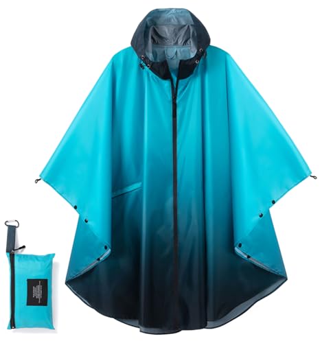SIRMEDER Regenmantel für Damen, wasserdicht, leicht, atmungsaktiv, verstaubar, Outdoor-Regenjacke für Wandern, Camping, Reisen, B-Farbverlauf, Blau, XS-3XL von SIRMEDAL