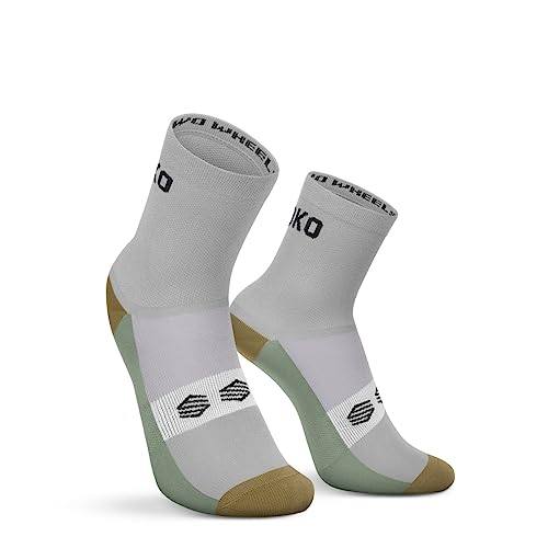 SIROKO - Kurze Fahrradsocken S2 Calpe - M-L - Grau/Kühles Grün von SIROKO