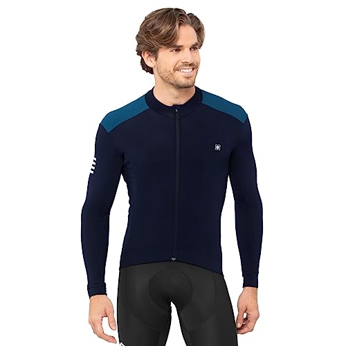 SIROKO - Langärmelige Thermo-Radtrikot M4 Cubilla - M - Marineblau/Electric Blue von SIROKO