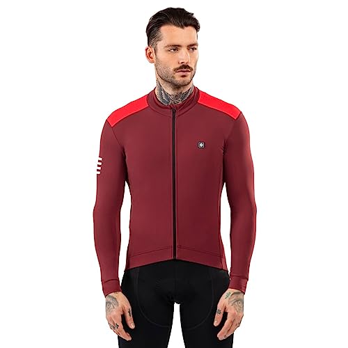 SIROKO - Langärmelige Thermo-Radtrikot M4 Echelon - L - Bordeauxrot/Rot von SIROKO