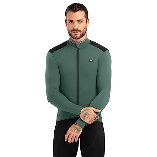 SIROKO - Langärmelige Thermo-Radtrikot M4 Volta - M - Armeegrün/Schwarz von SIROKO