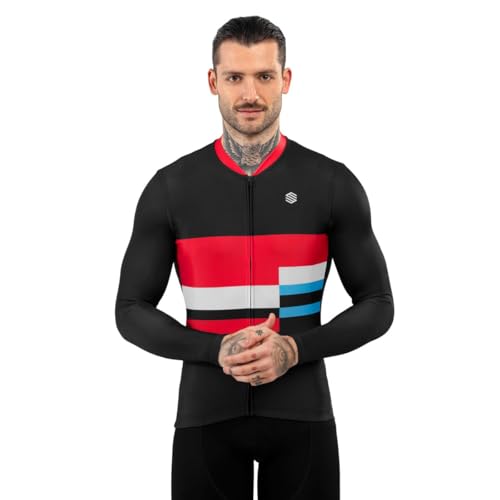 SIROKO - Langärmeliges Radtrikot M2 Riemst - M - Schwarz/Rot von SIROKO