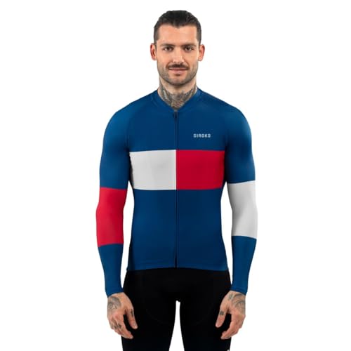 SIROKO - Langärmeliges Radtrikot M2 Vezzana - S - Blau/Rot von SIROKO