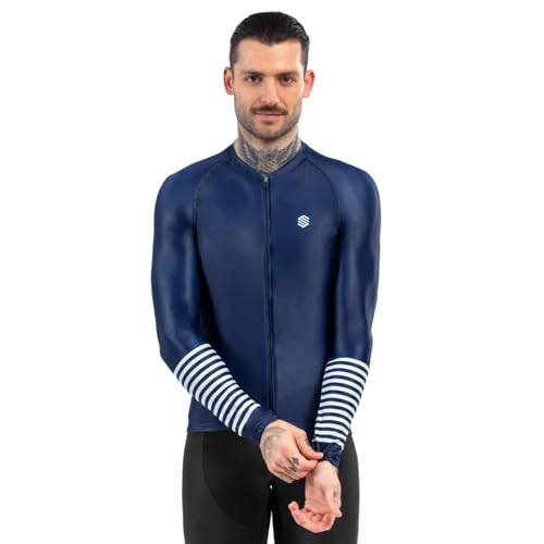 SIROKO - Langärmeliges Radtrikot M2 Alpine - M - Marineblau/Weiß von SIROKO