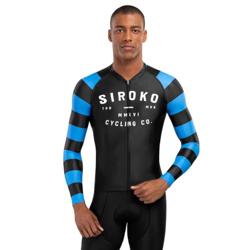 SIROKO - Radtrikot Langarm M2 Legend - L - Schwarz/Electric Blue von SIROKO