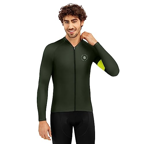 SIROKO - Radtrikot Langarm M2 Sage - L - Khaki/Neongelb von SIROKO