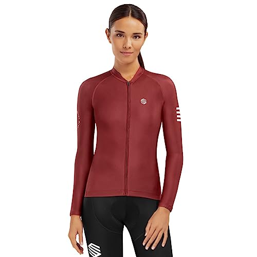 SIROKO - Radtrikot Langarm für Damen M2 Cherry - S - Bordeauxrot/Weiß von SIROKO